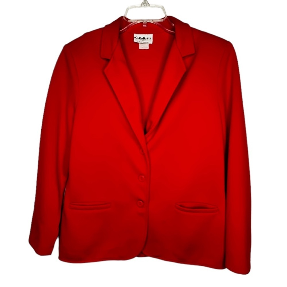 Vintage KoKo Knits of California Polyester Red Blazer